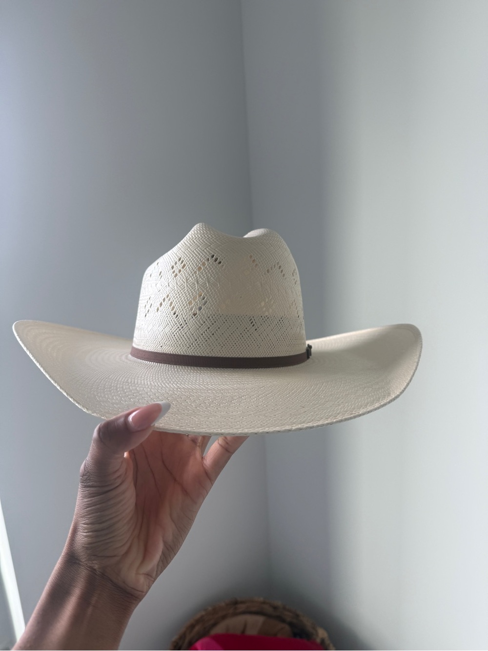 Twister Cream Straw Cowboy Hat with Brown Band
